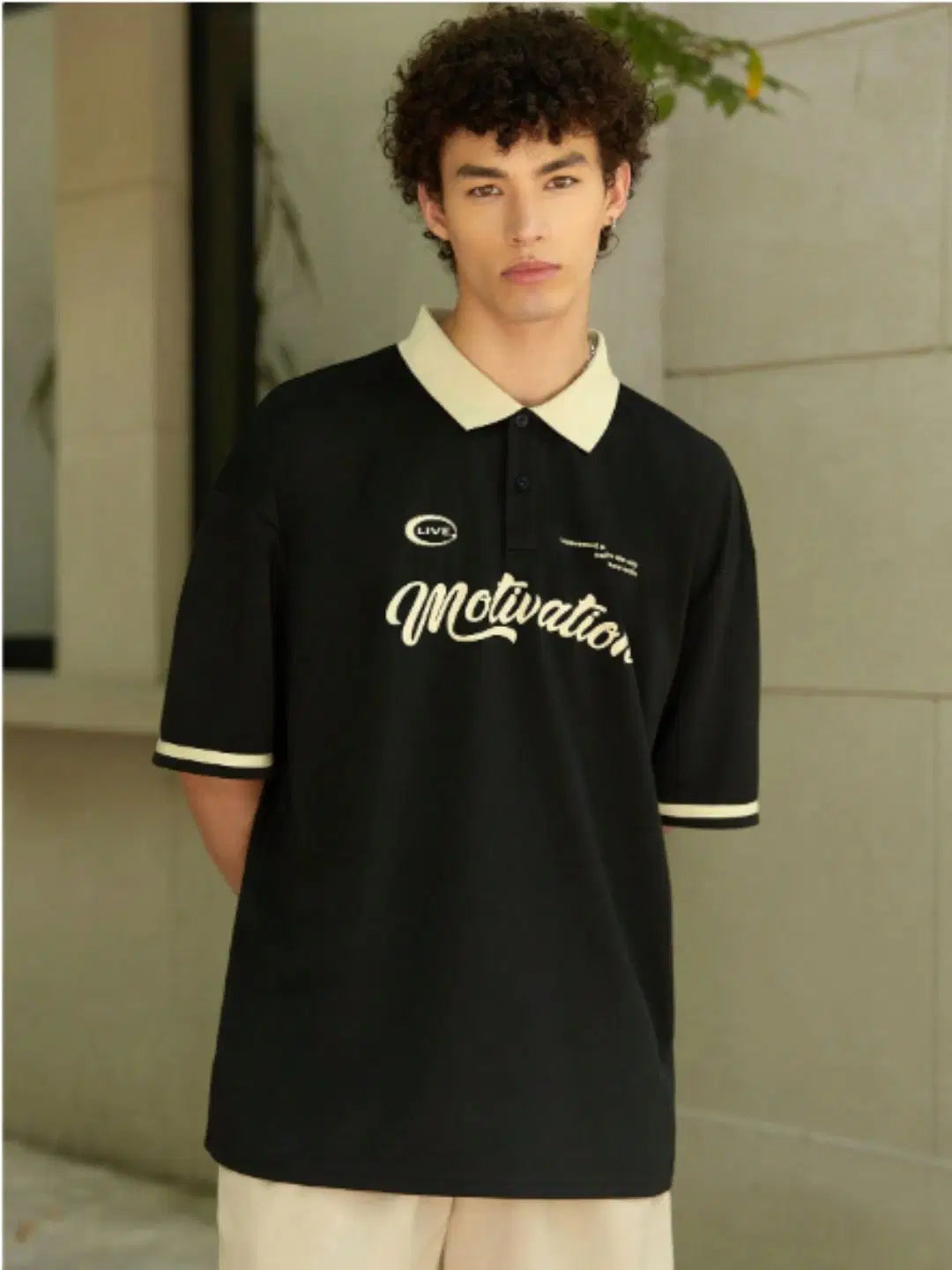 Men Cotton Blend Regular Fit Printed Polo T Shirt